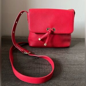 Talbots Small Red Leather Crossbody Bag